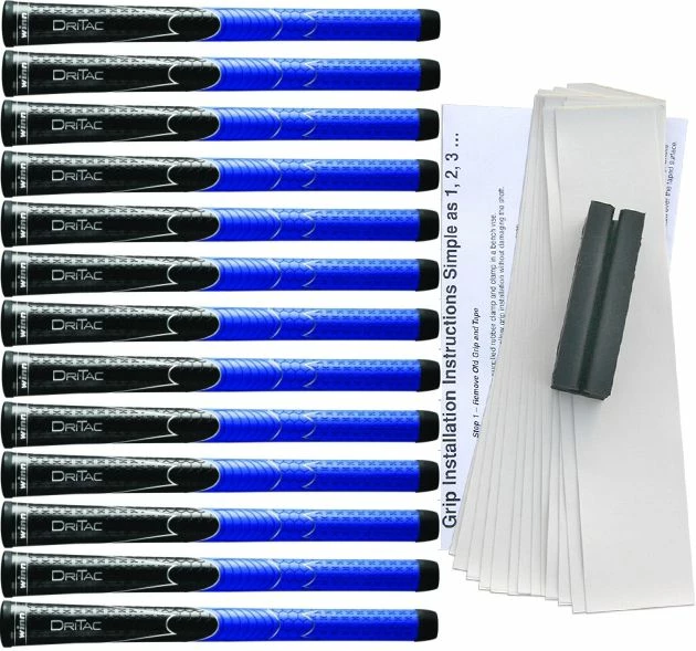 Winn Grips Winn Dri-Tac Midsize (+1/16") Black/Blue Grip Kit 3 Winn Grips Winn Dri-Tac Midsize (+1/16") Black/Blue Grip Kit